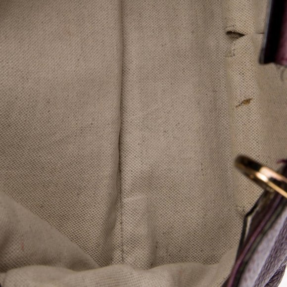 Gucci Purple Leather Shopper Tote Bamboo Handle Gold Hardware Vintage Branding - Picture 5 of 6